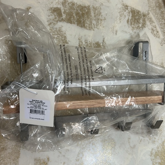 Shelf Rack with 5 Hooks Brushed Nickel - Brightrooom - Picture 3 of 4